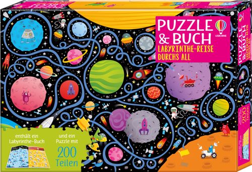 Puzzle & Buch: Labyrinthe-Reise durchs All